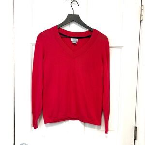 JCPenney Vibrant Red Wool Blend Sweater Women’s S V-Neck Soft Valentine’s Day